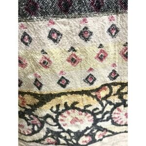 Vintage Hand Woven Likely Cotton Fabric From India Elephants 80"x100" Bohemian